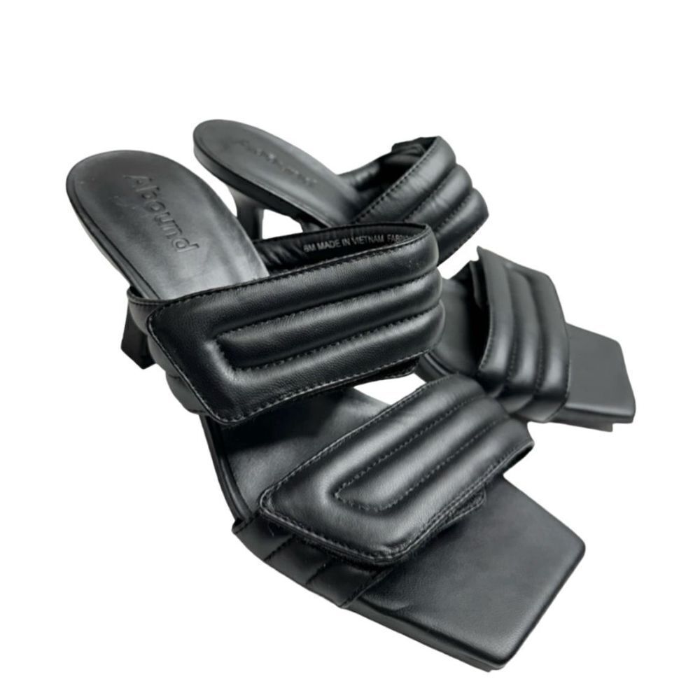 Abound Sandals Size 6 Black Qarly Open Square Toe Slip‎ On Heels